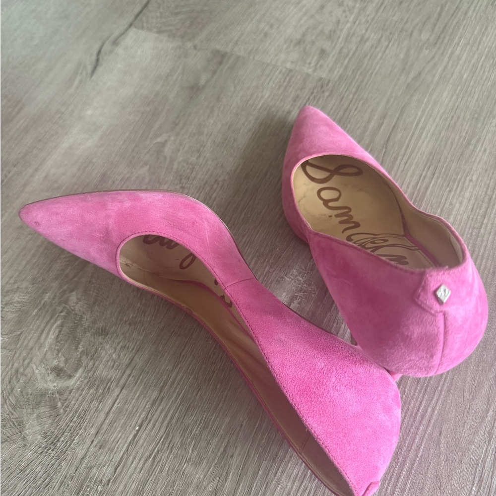 Sam Edelman Pink Suede Pointed-Toe D'Orsay Heels